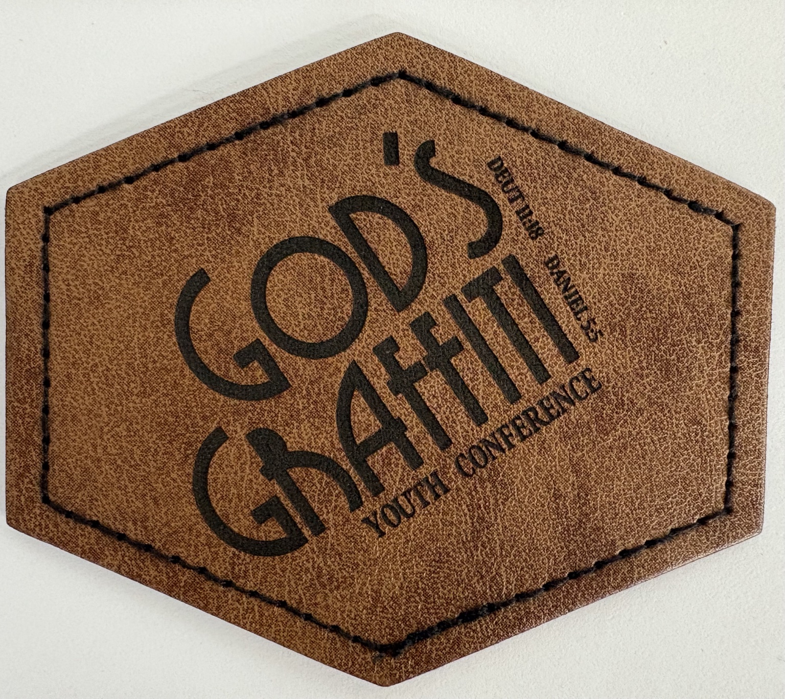 Custom engraved leather patch